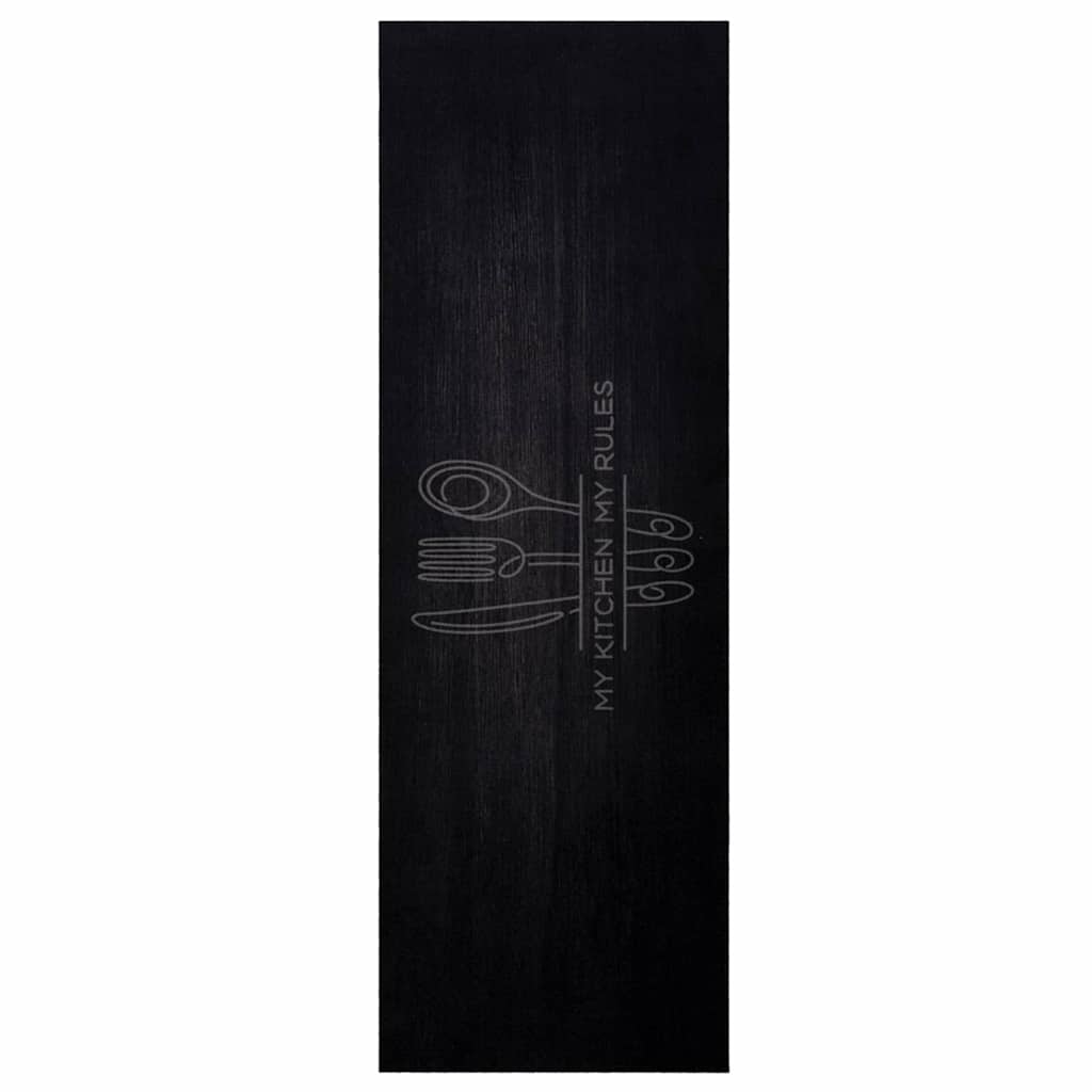 Vidaxl Küchenteppich Besteck schwarz 180 x 60 cm Samt