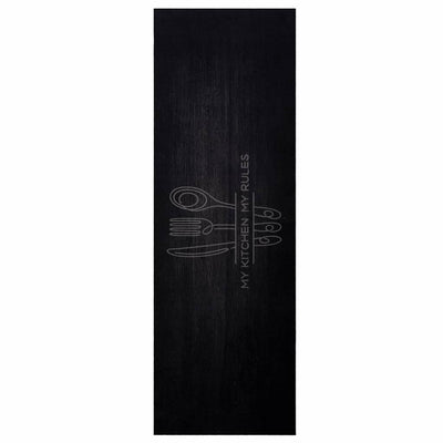 Vidaxl Küchenteppich Besteck schwarz 180 x 60 cm Samt