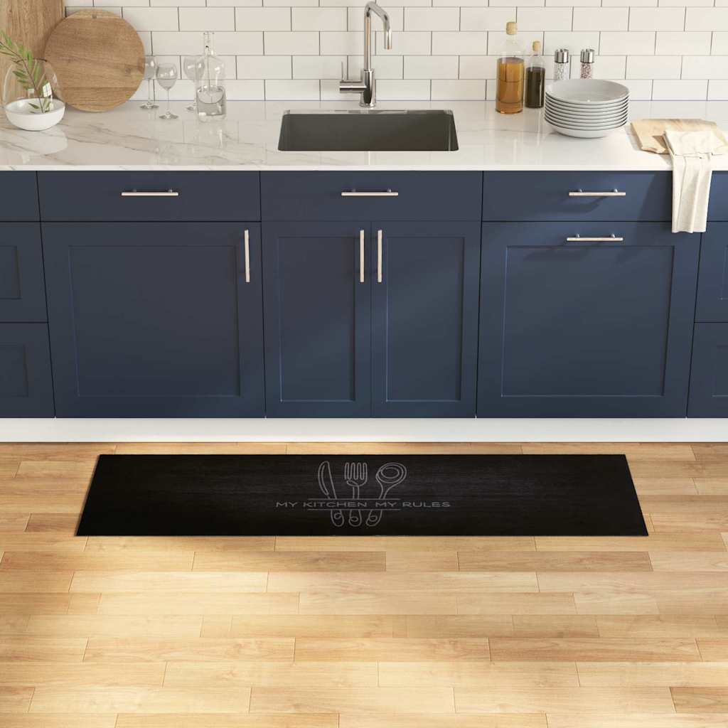 VidaXL Küchenteppich Schwarz 150 x 45 cm Samt