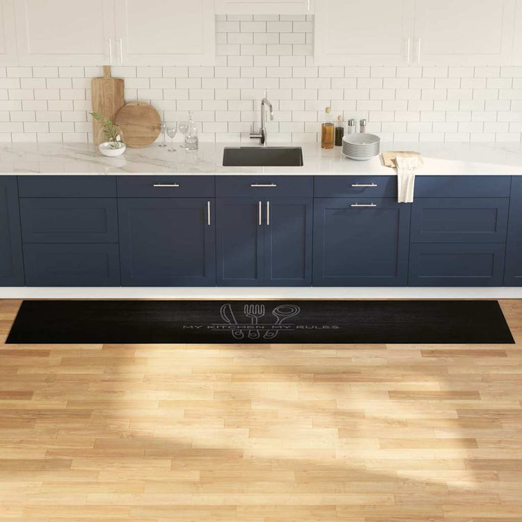 VidaXL Küchenteppich Schwarz 300 x 60 cm Samt