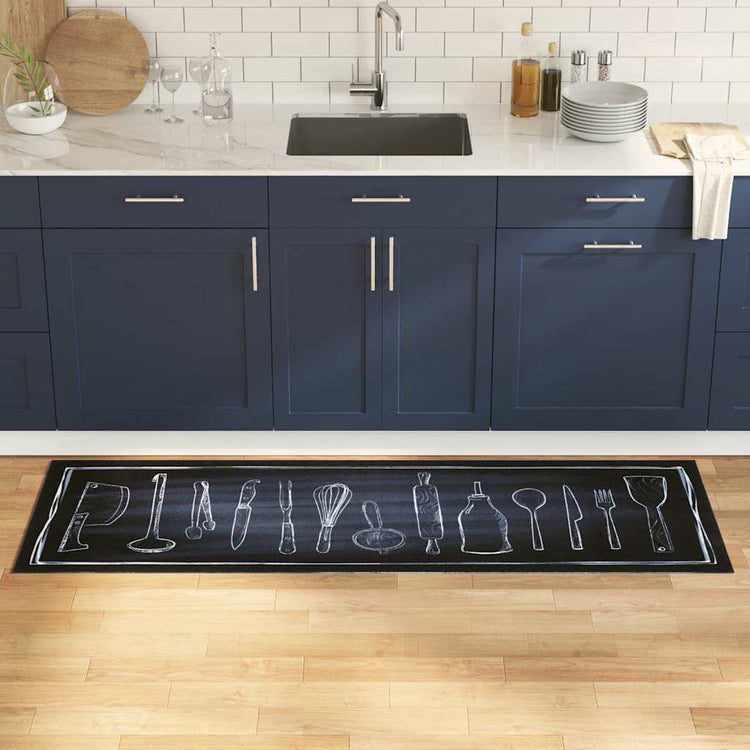 VidaXL Küchenteppich Schwarz 180 x 60 cm Samt