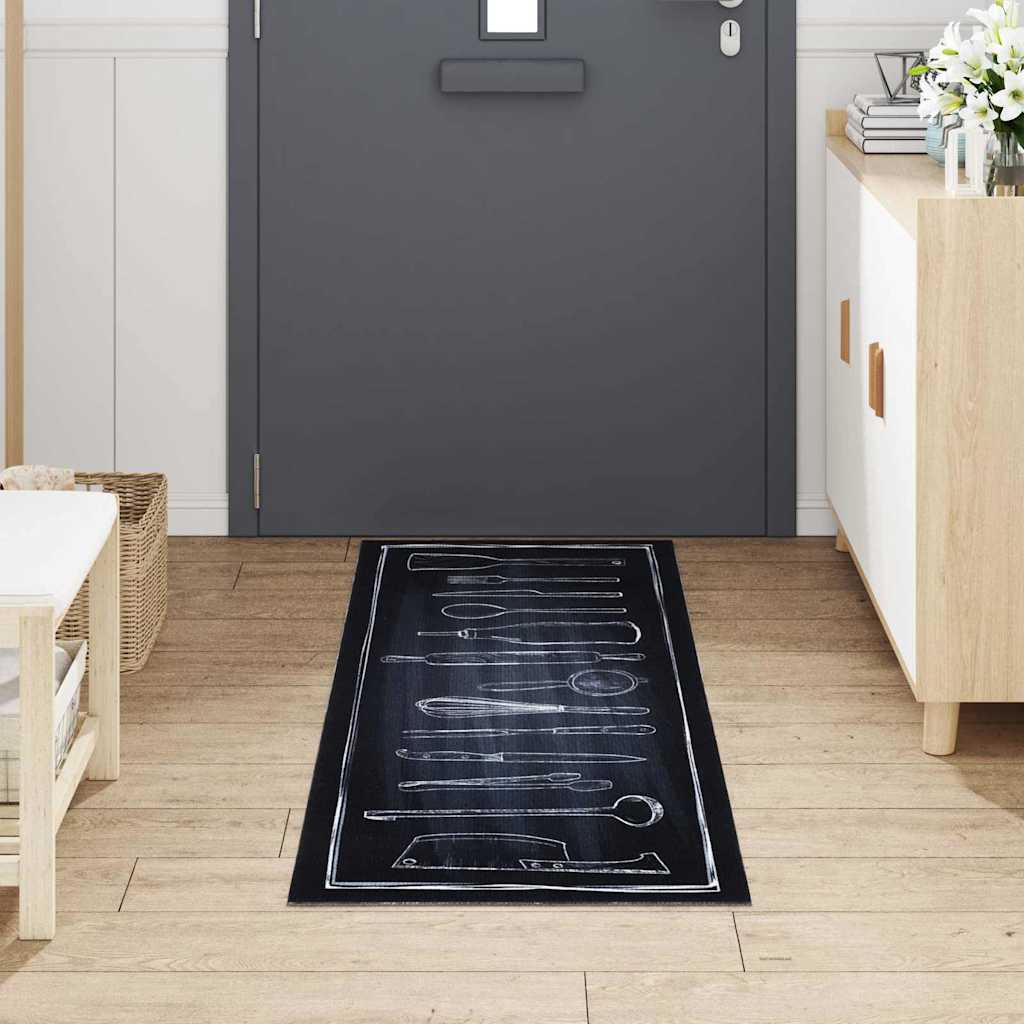 VidaXL Küchenteppich Schwarz 180 x 60 cm Samt