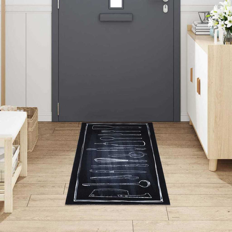 VidaXL Küchenteppich Schwarz 180 x 60 cm Samt