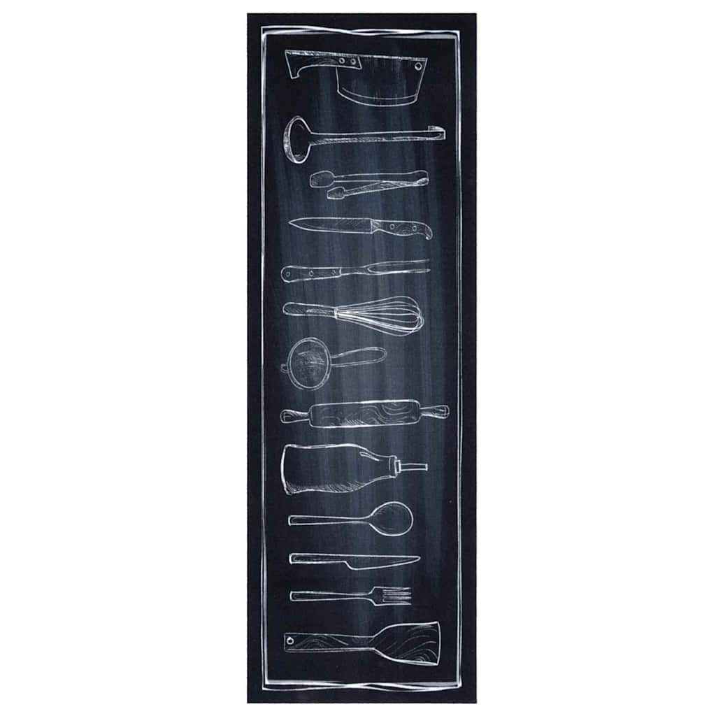 VidaXL Küchenteppich Schwarz 180 x 60 cm Samt