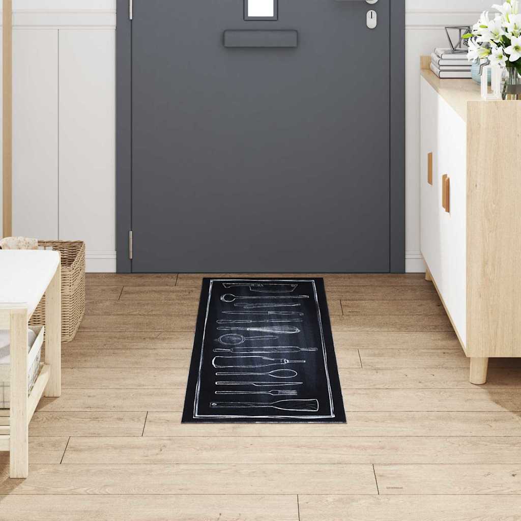 VidaXL Küchenteppich Schwarz 150 x 45 cm Samt