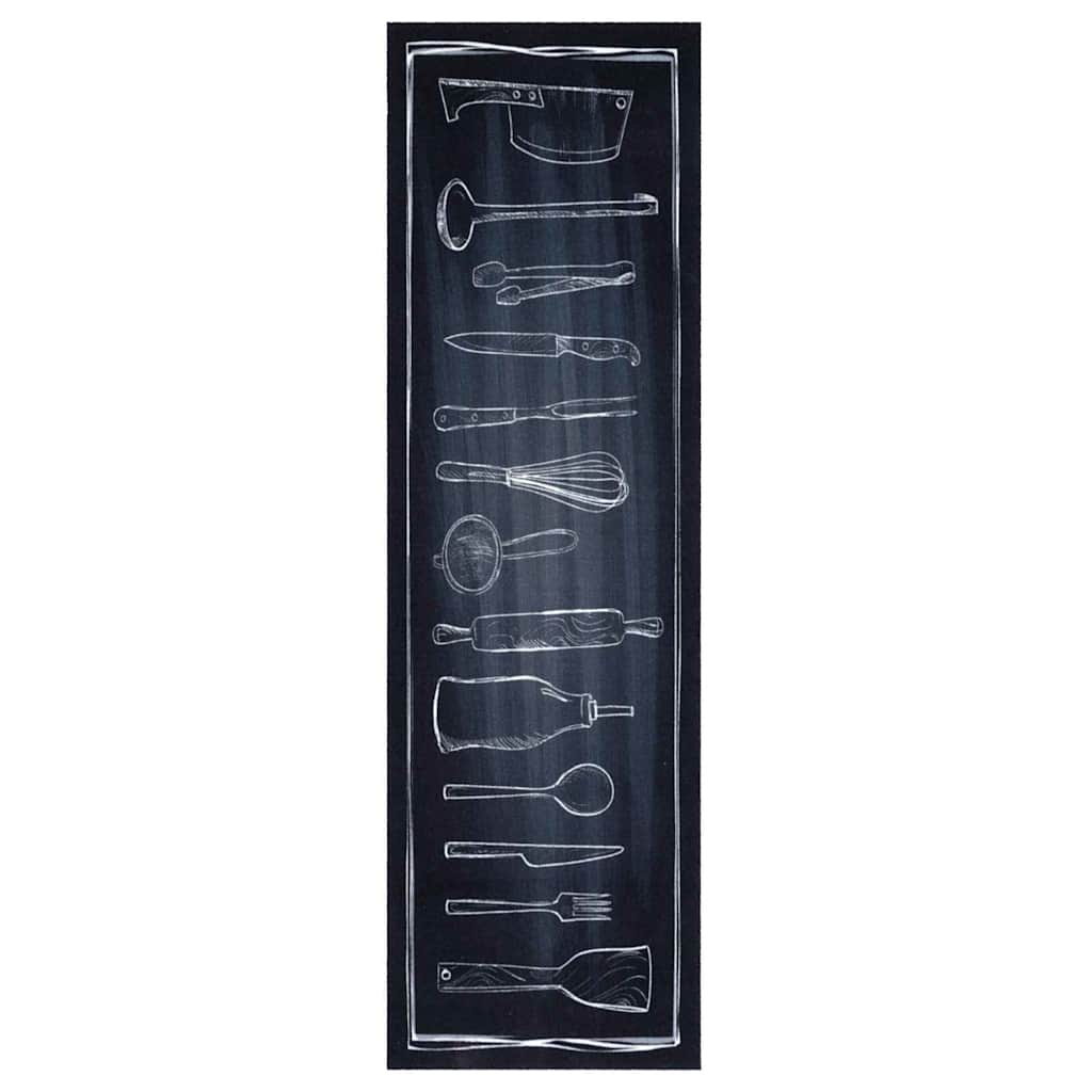 VidaXL Küchenteppich Schwarz 150 x 45 cm Samt