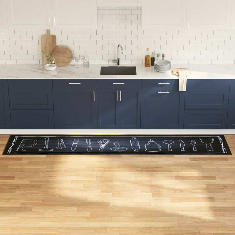 VidaXL Küchenteppich Schwarz 300 x 60 cm Samt