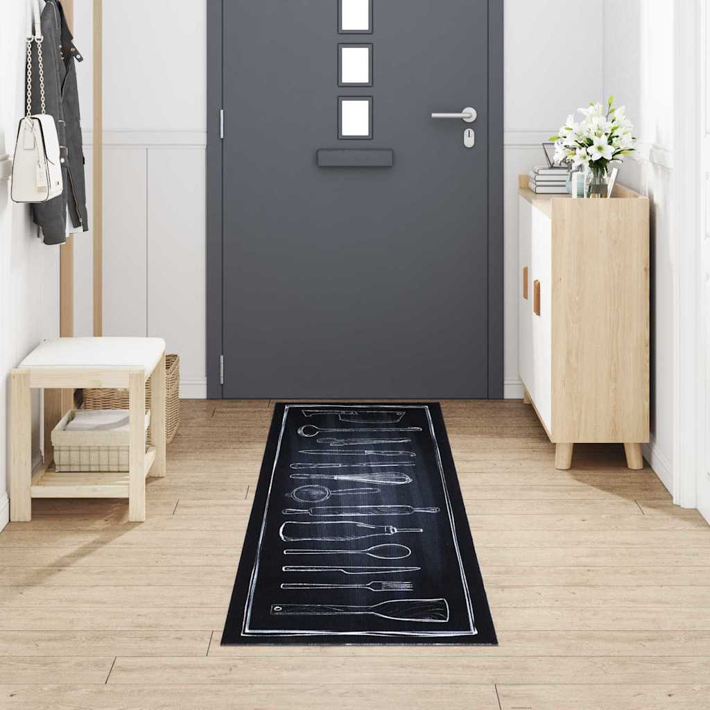 VidaXL Küchenteppich Schwarz 300 x 60 cm Samt