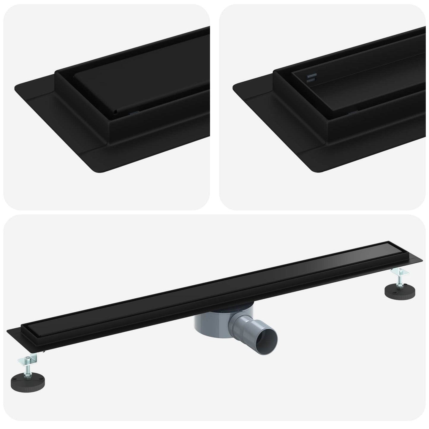 Vidaxx Duschrinne 2-in-1 mit 360° Siphon Schwarz 80 cm