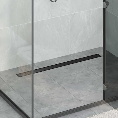 Vidaxx Duschrinne 2-in-1 mit 360° Siphon Schwarz 90 cm