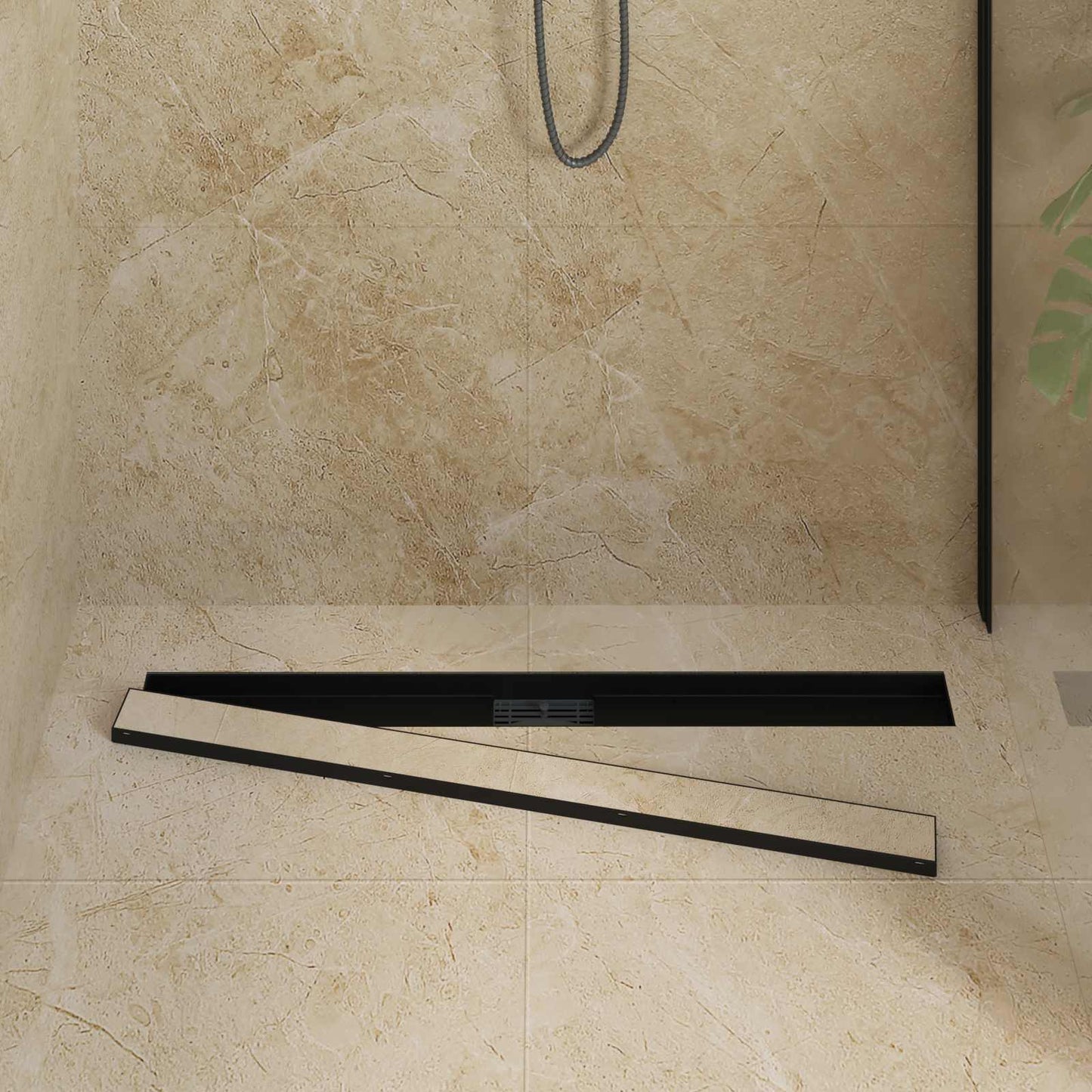 Vidaxx 2 in 1 Duschablauf schwarz 100 cm Edelstahl 304