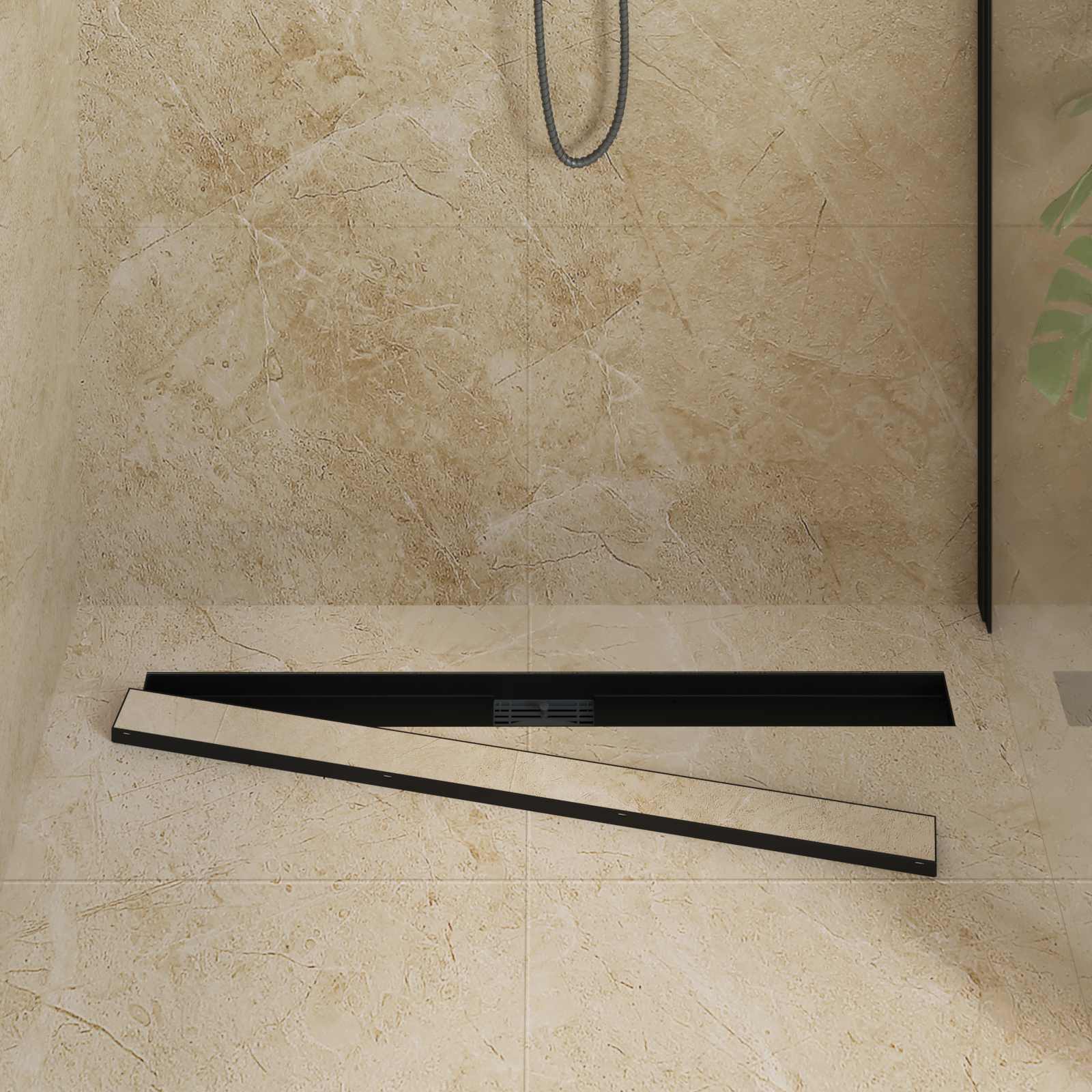 Vidaxx 2 in 1 Duschablauf schwarz 100 cm Edelstahl 304