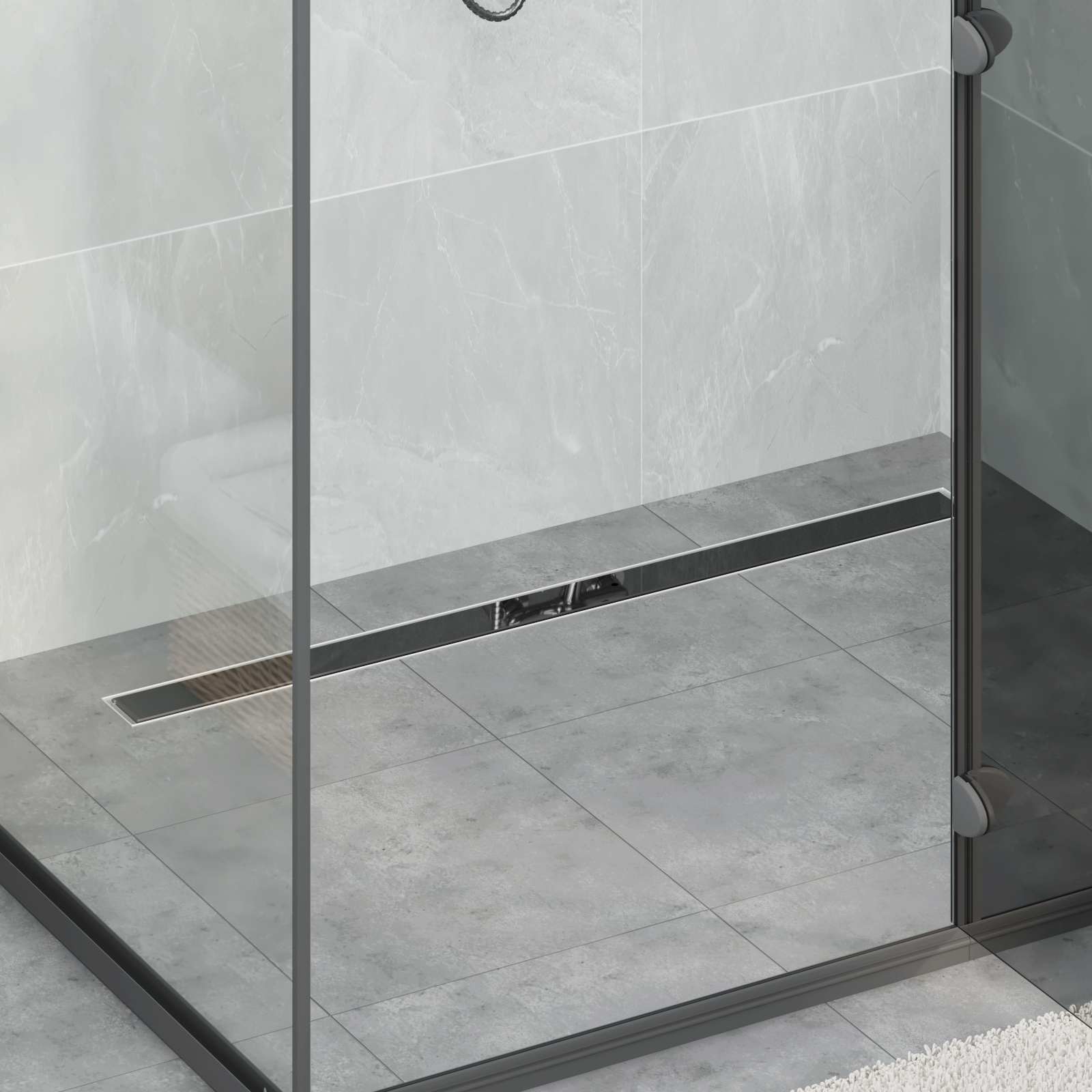 Vidaxx Duschrinne Glasabdeckung mit 360° Siphon Schwarz 100 cm