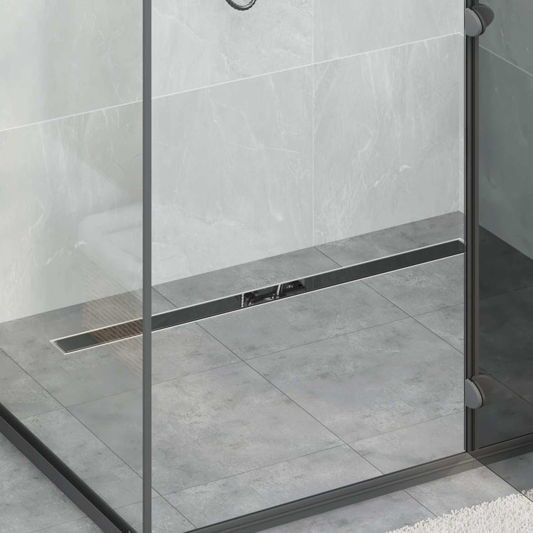Vidaxx Duschrinne Glasabdeckung mit 360° Siphon Schwarz 100 cm