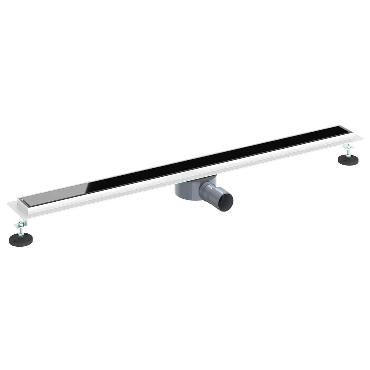Vidaxx Duschrinne Glasabdeckung mit 360° Siphon Schwarz 100 cm