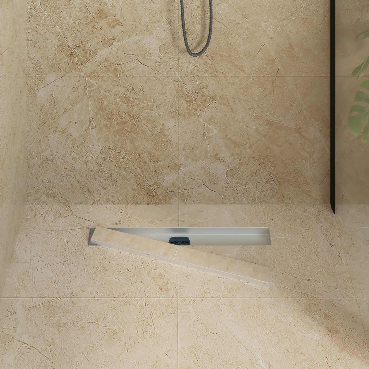 Vidaxx Duschrinne 2-in-1 mit 360° Siphon Silber 60 cm
