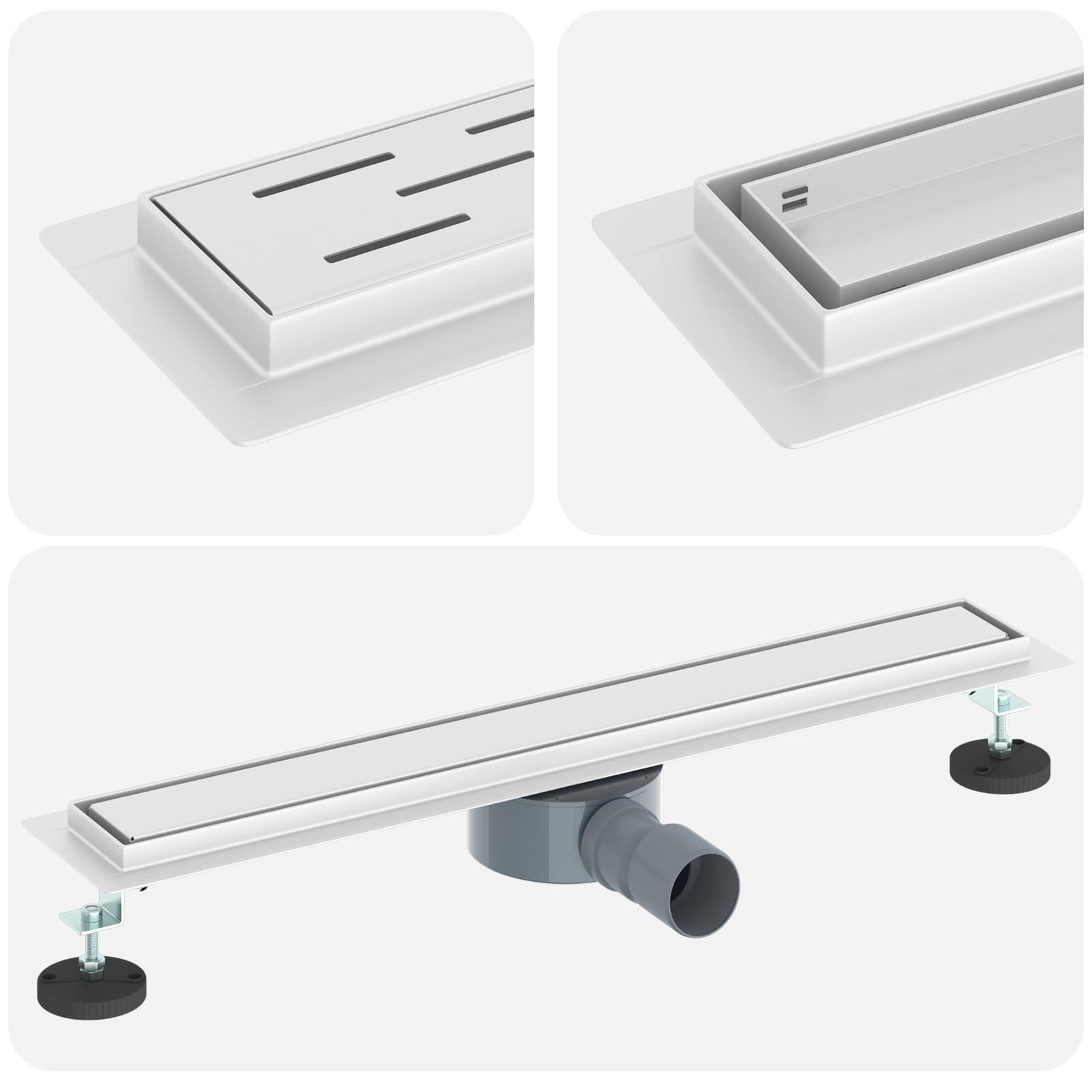 Vidaxx Duschrinne 2-in-1 mit 360° Siphon Silber 60 cm