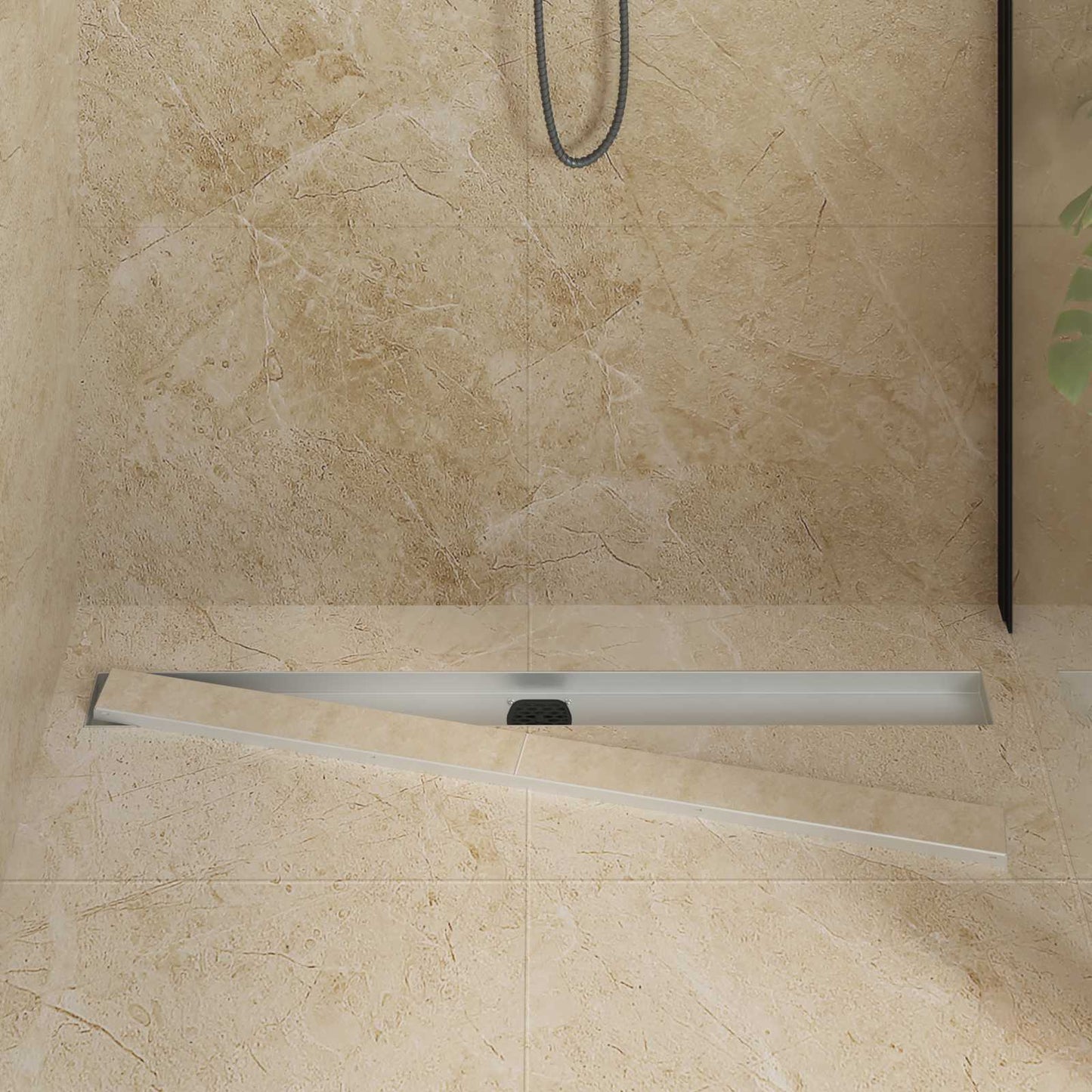 Vidaxx Duschrinne 2-in-1 mit 360° Siphon Silber 100 cm