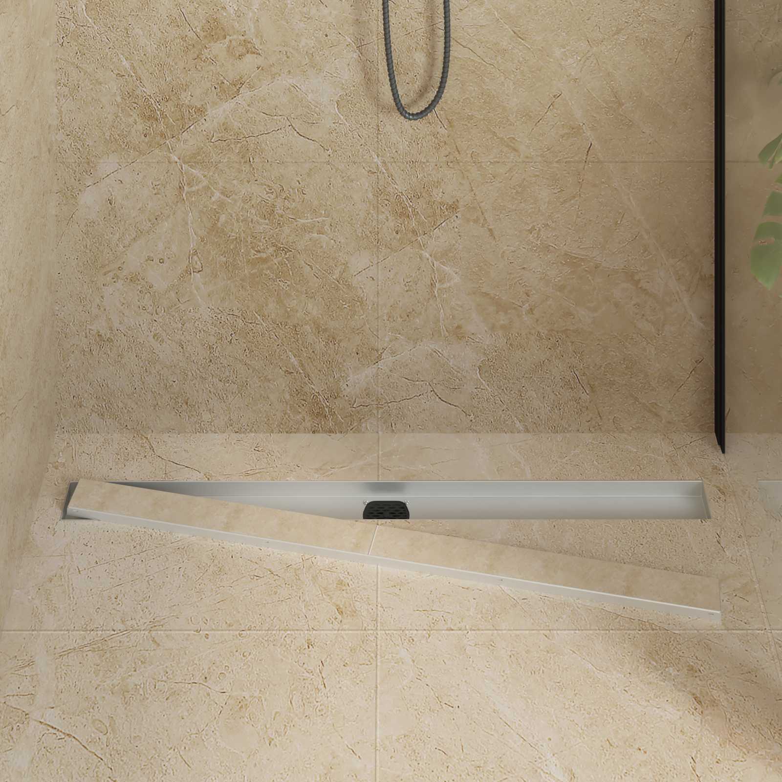 Vidaxx Duschrinne 2-in-1 mit 360° Siphon Silber 100 cm