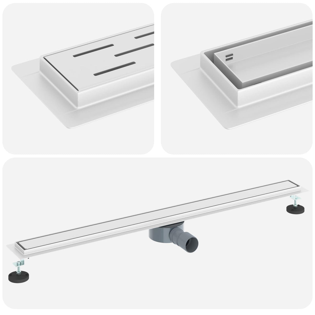 Vidaxx Duschrinne 2-in-1 mit 360° Siphon Silber 100 cm