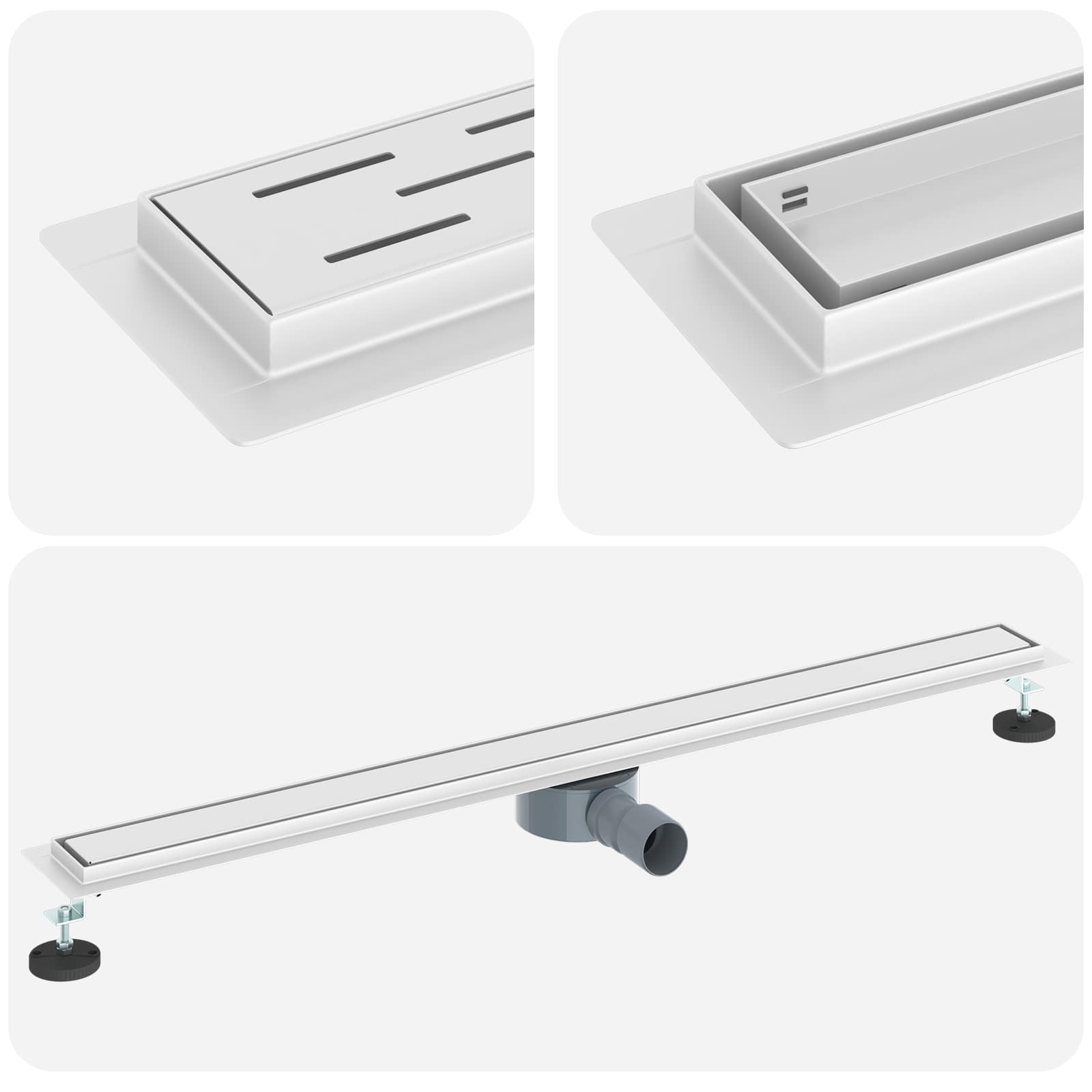 Vidaxx Duschrinne 2-in-1 mit 360° Siphon Silber 100 cm