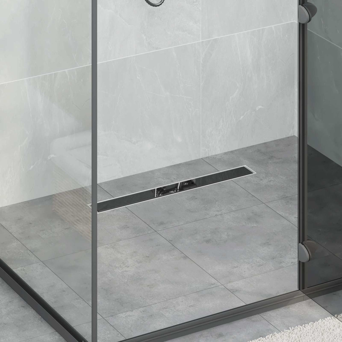 Vidaxx Duschrinne Glasabdeckung mit 360° Siphon Schwarz 60 cm