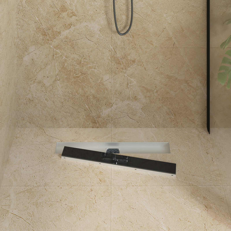 Vidaxx Duschrinne Glasabdeckung mit 360° Siphon Schwarz 60 cm