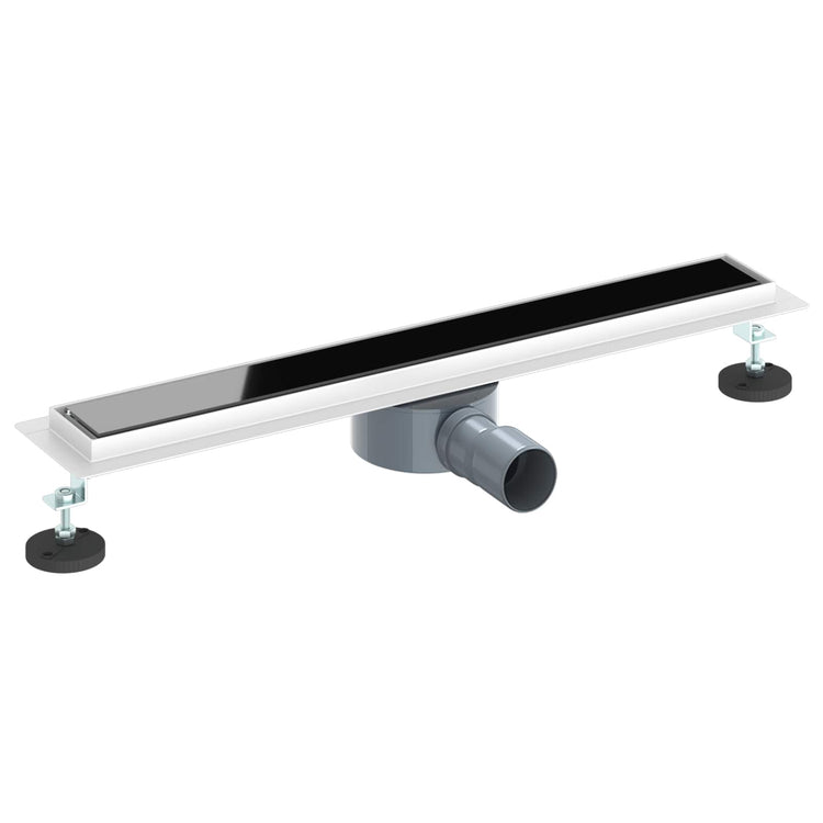 Vidaxx Duschrinne Glasabdeckung mit 360° Siphon Schwarz 60 cm