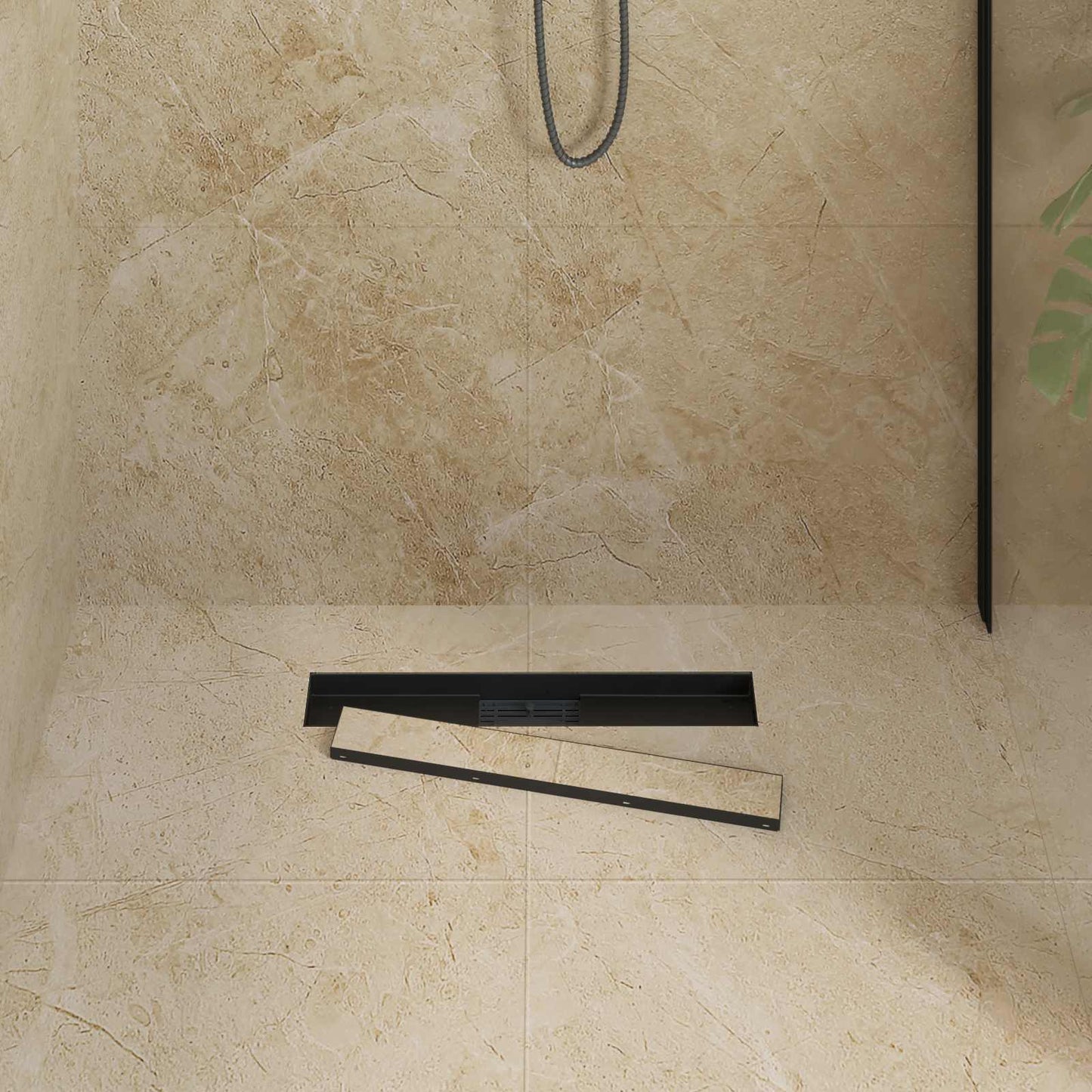 Vidaxx 2 in 1 Duschablauf schwarz 60 cm Edelstahl 304