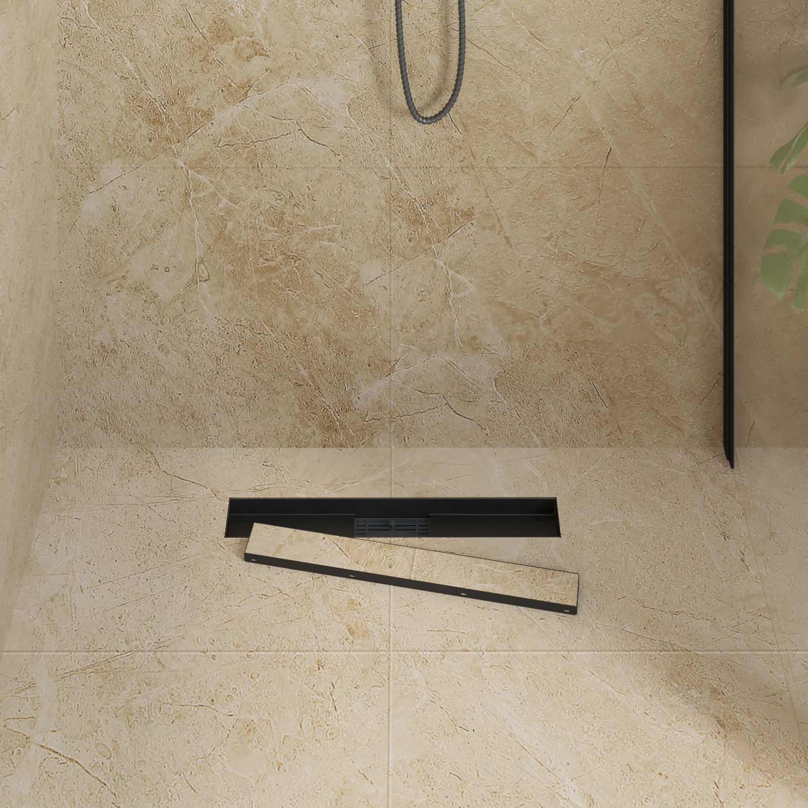 Vidaxx 2 in 1 Duschablauf schwarz 60 cm Edelstahl 304