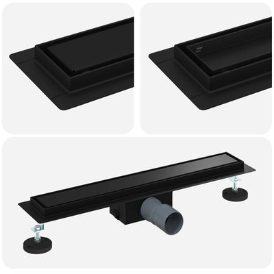 Vidaxx 2 in 1 Duschablauf schwarz 60 cm Edelstahl 304