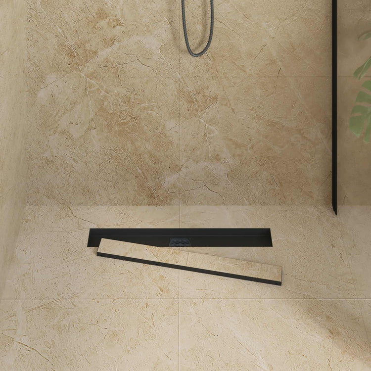 Vidaxx Duschrinne 2-in-1 mit 360° Siphon Schwarz 60 cm