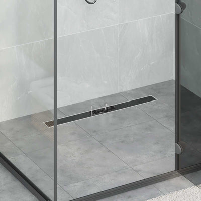 Vidaxxl Duschrinne mit Glasdeckel schwarz 80 cm Edelstahl 304