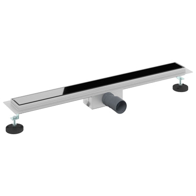 Vidaxxl Duschrinne mit Glasdeckel schwarz 80 cm Edelstahl 304