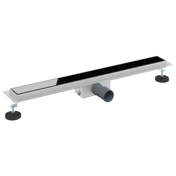 Vidaxxl Duschrinne mit Glasdeckel schwarz 80 cm Edelstahl 304