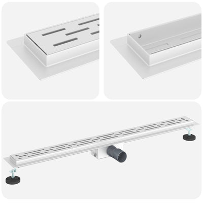 Vidaxx Duschrinne mit Liniendesign Silber 90 cm Edelstahl 304