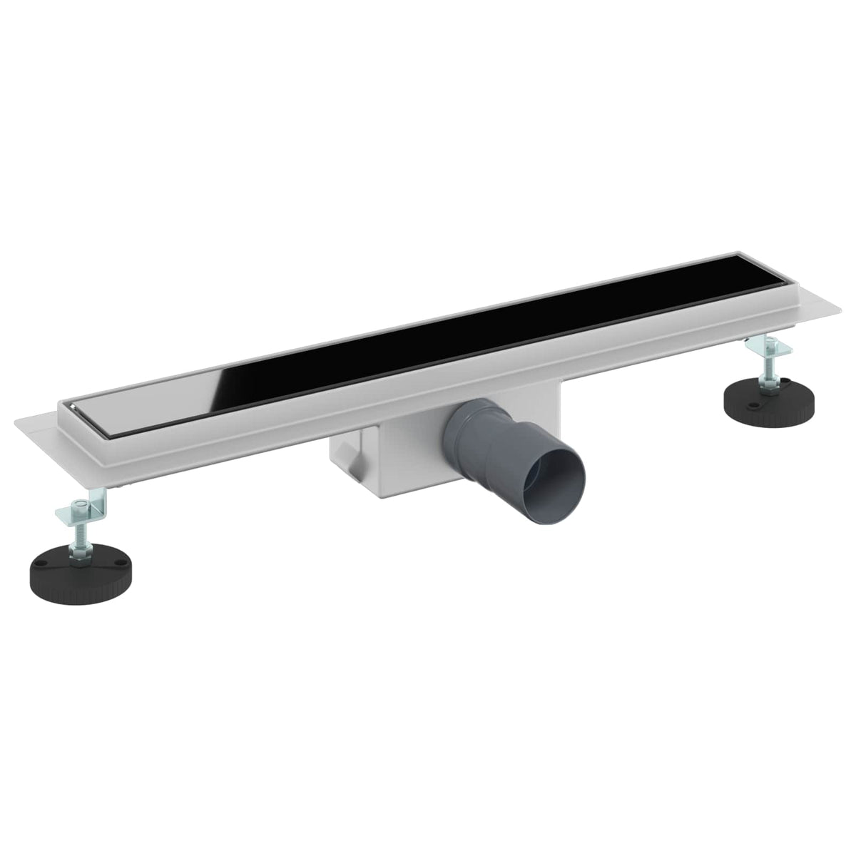 Vidaxx Duschrinne mit Glasdeckel schwarz 50 cm Edelstahl 304
