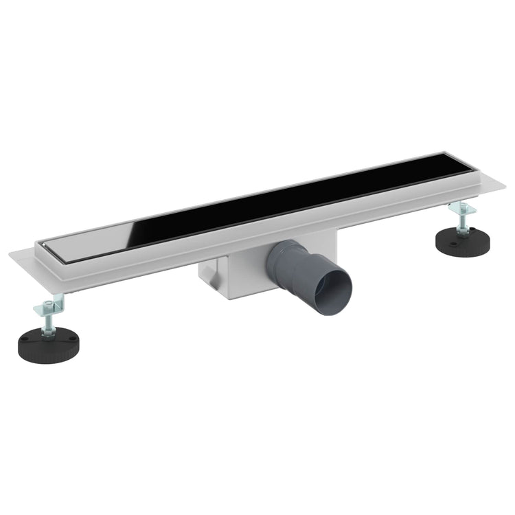 Vidaxx Duschrinne mit Glasdeckel schwarz 50 cm Edelstahl 304