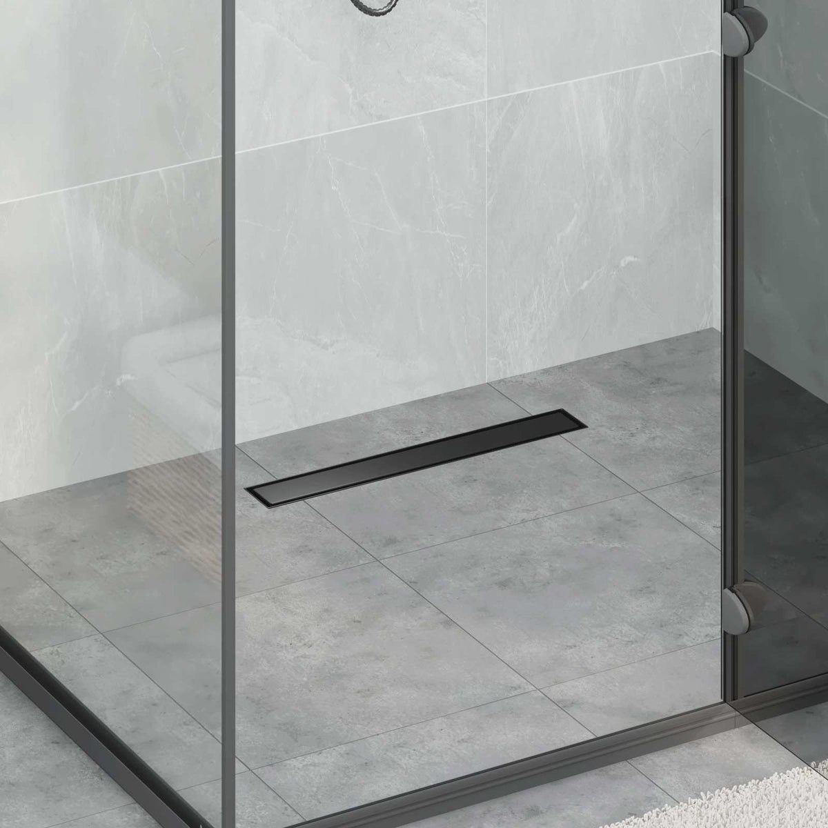 Vidaxx Duschrinne 2-in-1 mit 360° Siphon Schwarz 50 cm