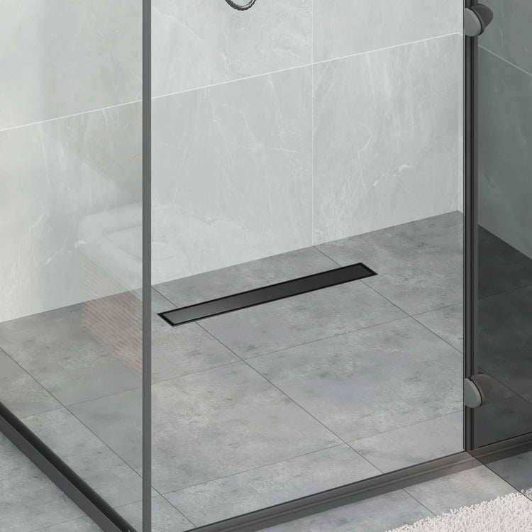 Vidaxx Duschrinne 2-in-1 mit 360° Siphon Schwarz 50 cm