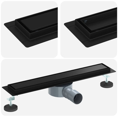 Vidaxx Duschrinne 2-in-1 mit 360° Siphon Schwarz 50 cm