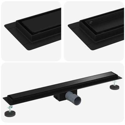 Vidaxx 2 in 1 Duschablauf schwarz 70 cm Edelstahl 304