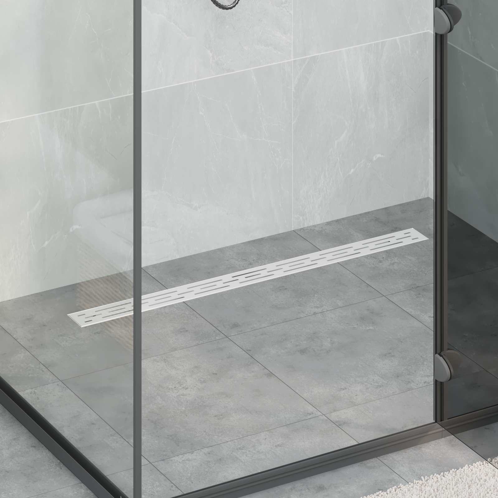 Vidaxx Duschrinne Glasabdeckung mit 360° Siphon Silber 90 cm