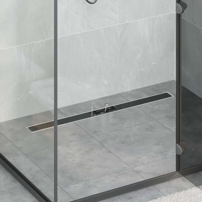 Vidaxx Duschrinne mit Glasdeckel schwarz 90 cm Edelstahl 304