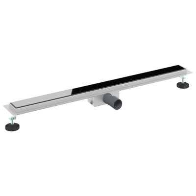 Vidaxx Duschrinne mit Glasdeckel schwarz 90 cm Edelstahl 304