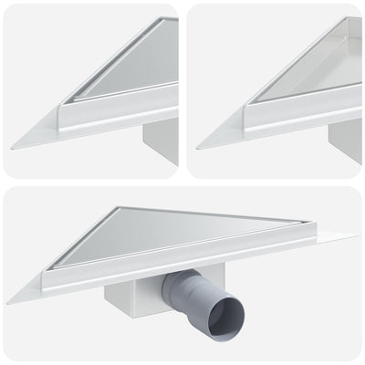 VidaXL 2 in 1 Dreieck-Duschrinne Silber 32 x 32 x 7,5 cm