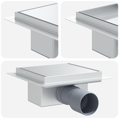 Vidaxx 2 in 1 Duschrinne Silber 15 x 15 cm Edelstahl 304