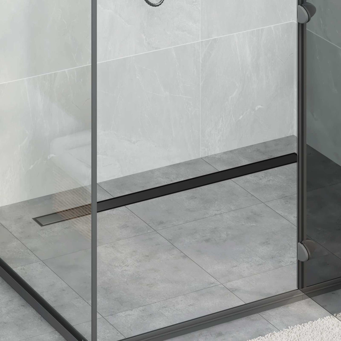 Vidaxx Duschrinne 2-in-1 mit 360° Siphon Schwarz 100 cm