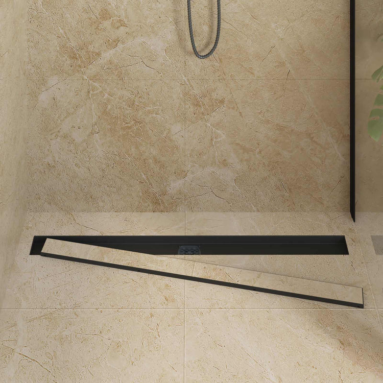 Vidaxx Duschrinne 2-in-1 mit 360° Siphon Schwarz 100 cm