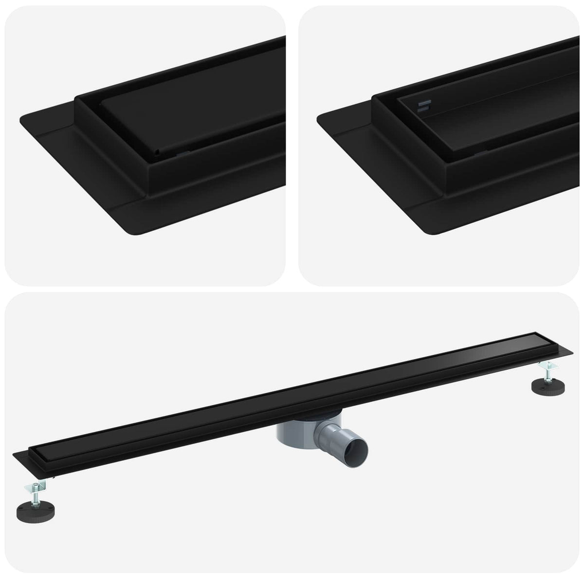 Vidaxx Duschrinne 2-in-1 mit 360° Siphon Schwarz 100 cm
